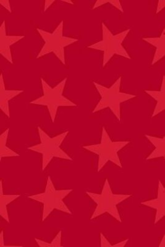 Red star Gleam Christmas roll wrap by Swiss designer Stewo. Quality wrapping paper. Metallised, 76gsm. Size 70cm x 1.5m.